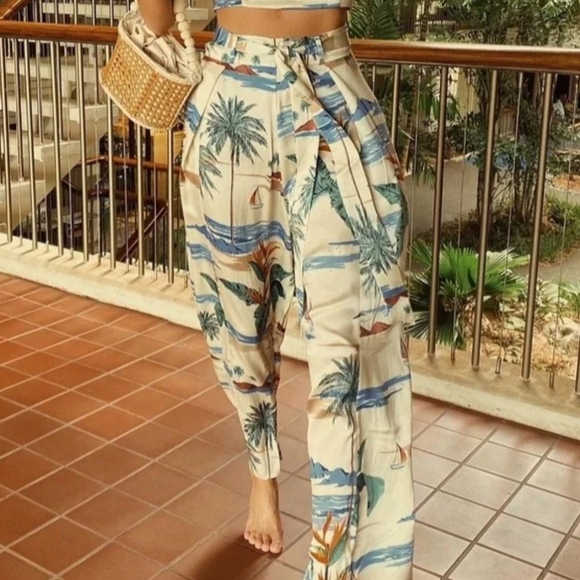 NWT The Games We Play Set Top/Pants Paradise Size XS Color Beige/Green - Picture 6 of 13